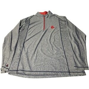 Boston Red Sox Heathered Gray Quarter Zip Men's 2XL Antigua Stretch Fit Athletic